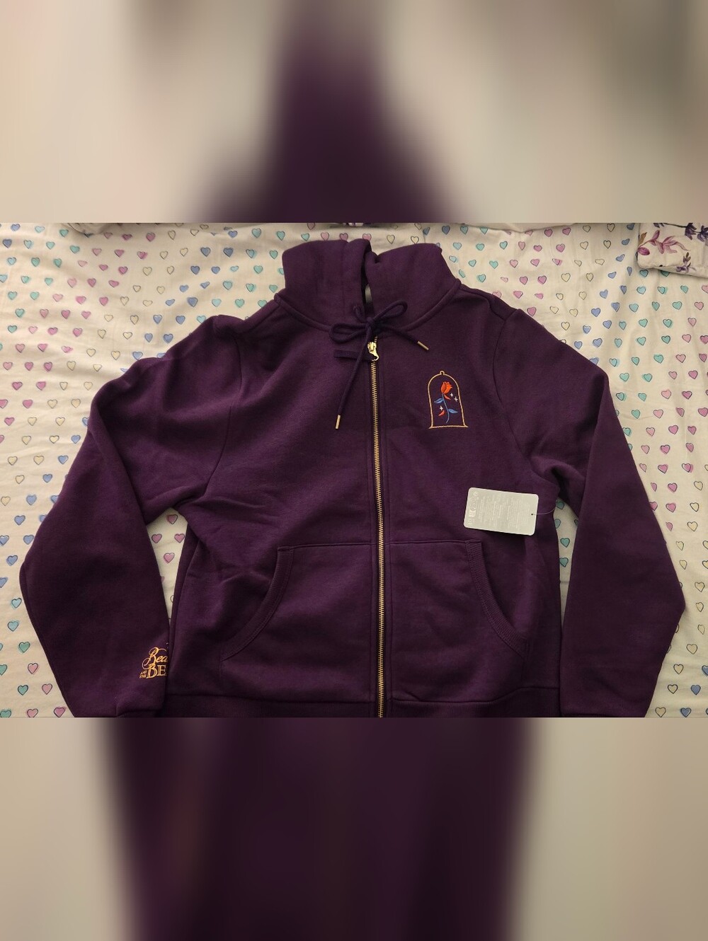 Disney Beauty and the Beast 2026 D23 Zip-Up Purple Hoodie Size Small